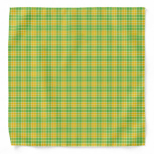 Lemon Yellow and Lime Green Plaid Bandana