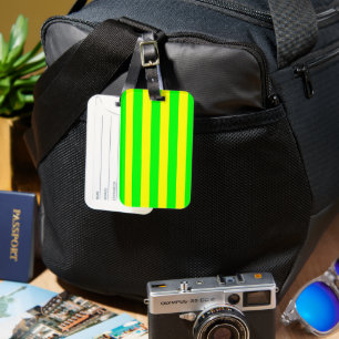 Lemon Yellow and Lime Green Stripes Luggage Tag