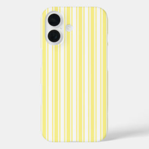 Lemon yellow and white candy stripes iPhone 16 case