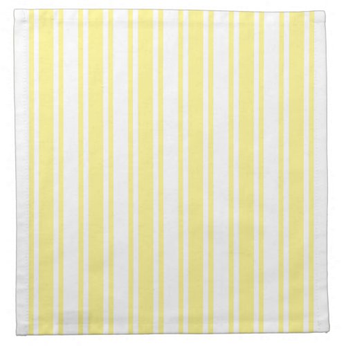 Lemon yellow and white candy stripes cloth napkin