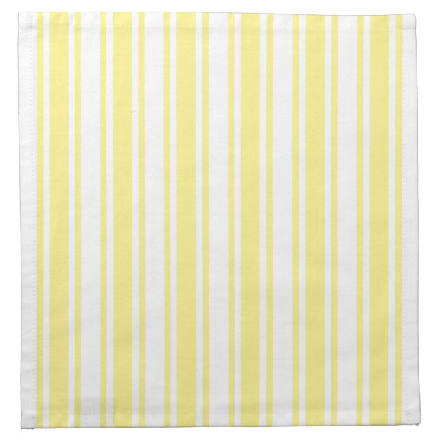 Lemon yellow and white candy stripes cloth napkin (Front)