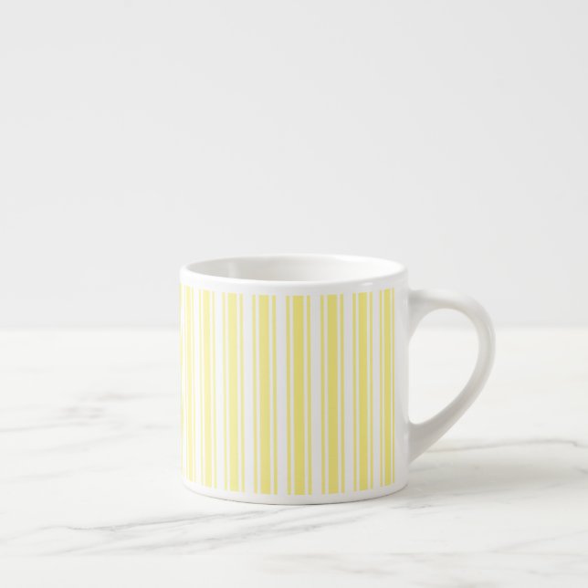 Lemon yellow and white candy stripes espresso cup (Right)