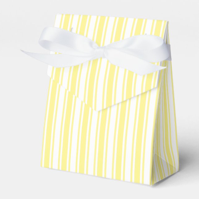 Lemon yellow and white candy stripes favor boxes (Front Side)