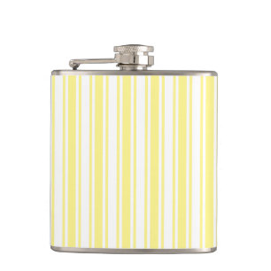 Lemon yellow and white candy stripes flask
