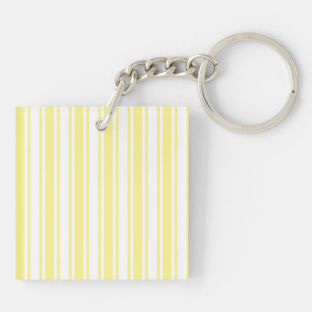 Lemon yellow and white candy stripes keychain (Back)