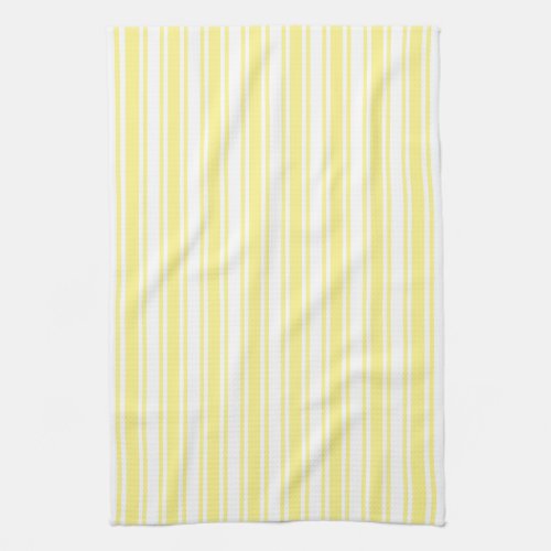 Lemon yellow and white candy stripes kitchen towel