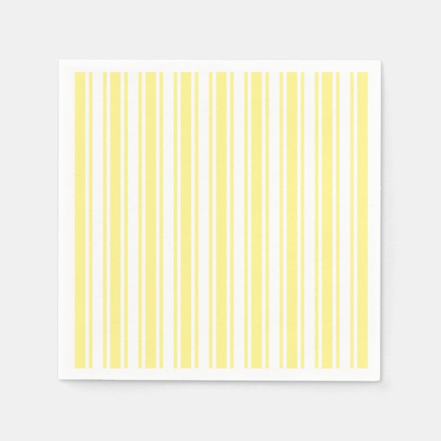 Lemon yellow and white candy stripes napkins (Front)