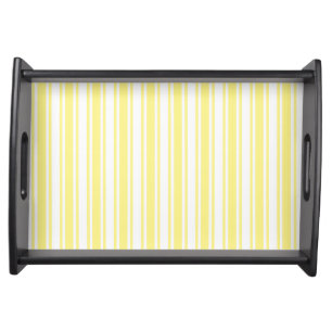 Lemon yellow and white candy stripes serving tray