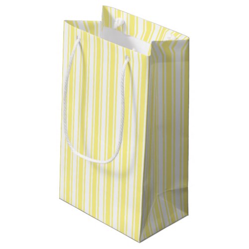 Lemon yellow and white candy stripes small gift bag