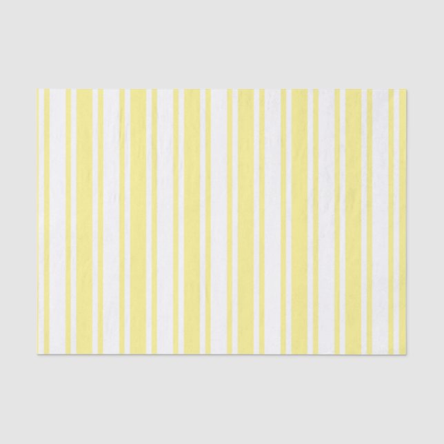 Lemon yellow and white candy stripes tissue paper (Front)