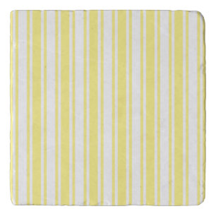 Lemon yellow and white candy stripes trivet