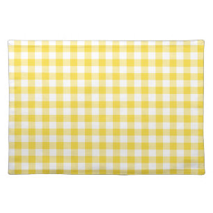 Lemon Yellow and White Gingham Checks Cloth Placemat