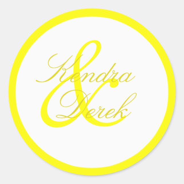 Lemon Yellow and White Monogrammed Sticker (Front)