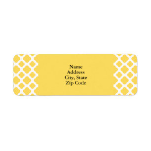 Lemon Yellow and White Quatrefoil Pattern Label