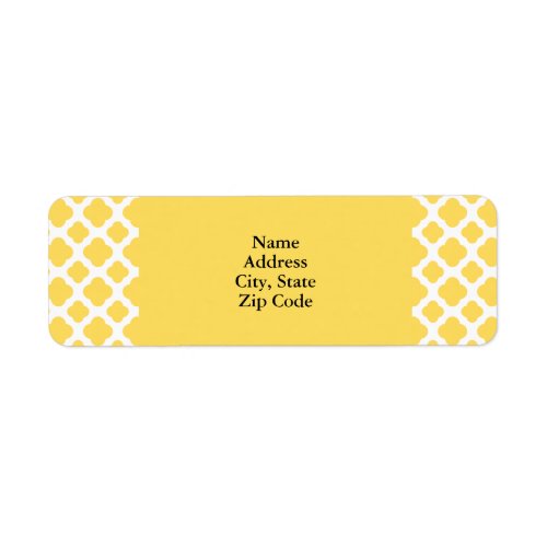 Lemon Yellow and White Quatrefoil Pattern Label