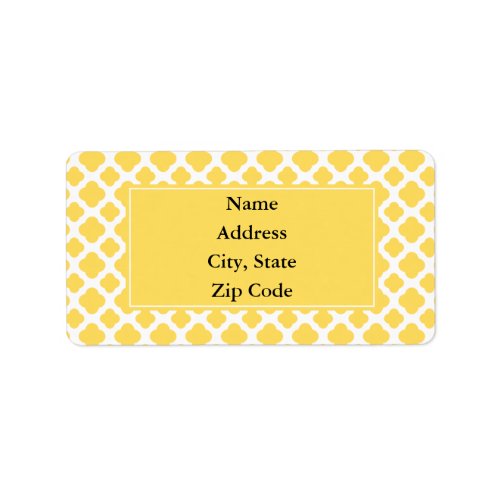 Lemon Yellow and White Quatrefoil Pattern Label