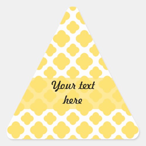 Lemon Yellow and White Quatrefoil Pattern Triangle Sticker