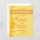 Lemon Yellow Birds Wedding Save the Date Announcement Postcard (Front/Back)