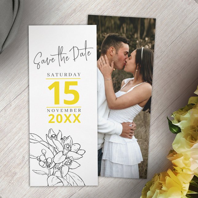 Lemon yellow blossom photo wedding save the date (Creator Uploaded)