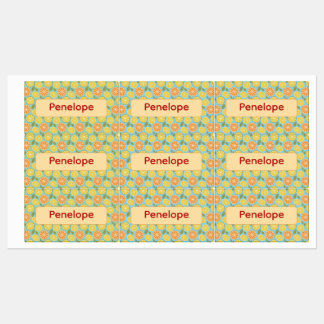 Lemon yellow blue pattern Labels with name
