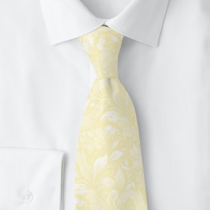 Lemon Yellow Botanical Batik Neck Tie