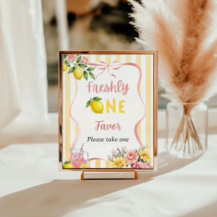 Lemon Yellow Bow Freshly One First Birthday Favor Poster
