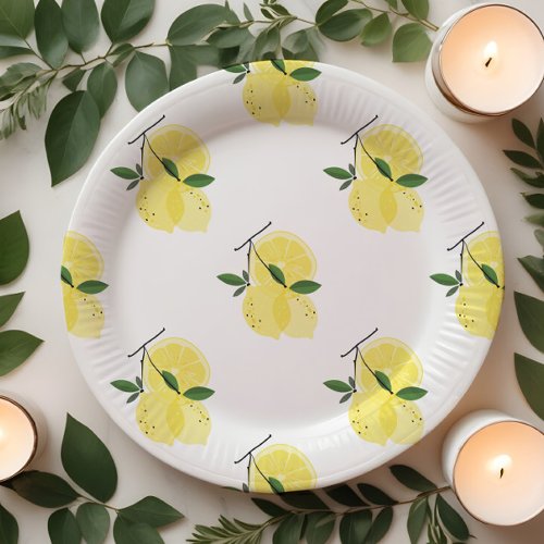 Lemon Yellow Bridal Shower Paper Plates