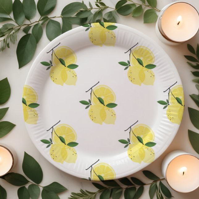 Lemon Yellow Bridal Shower Paper Plates (Creator Uploaded)