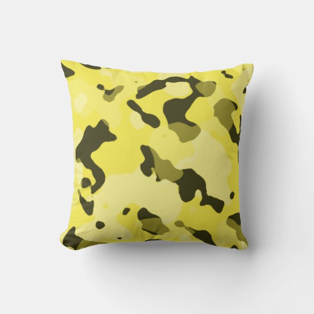 Lemon Yellow Camo; Camouflage Throw Pillow (Front)