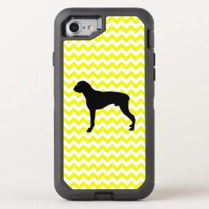 Lemon Yellow Chevron With Boxer OtterBox Defender iPhone SE/8/7 Case