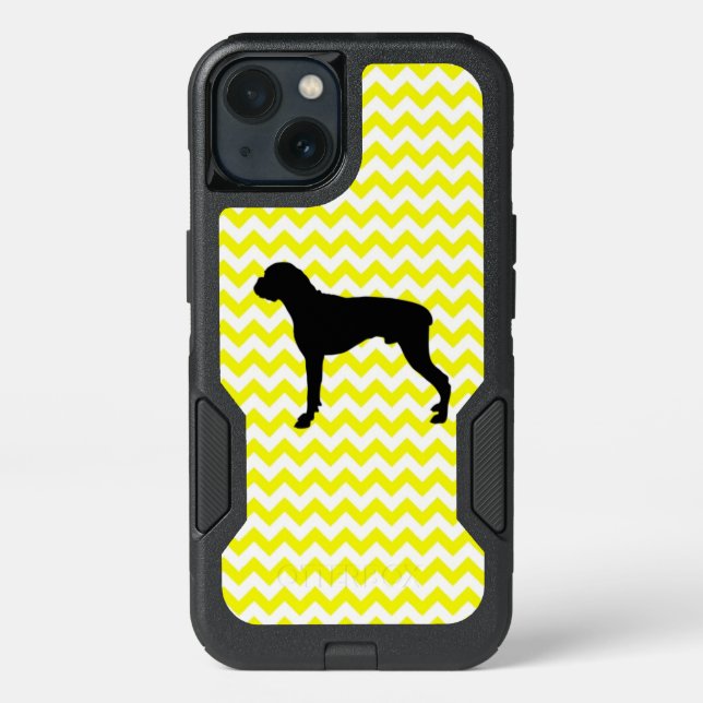 Lemon Yellow Chevron With Boxer Otterbox iPhone Case (Back)