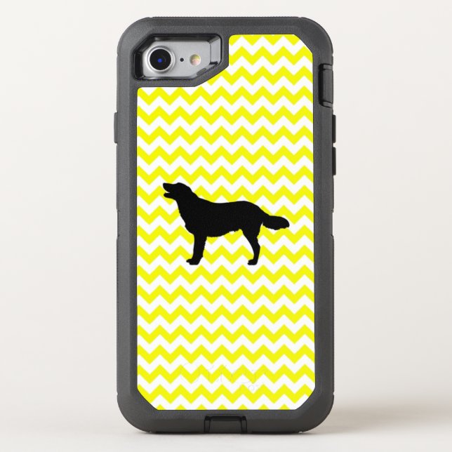 Lemon Yellow Chevron With Golden Silhouette Otterbox iPhone Case (Back)
