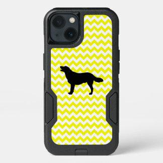 Lemon Yellow Chevron With Golden Silhouette iPhone 13 Case