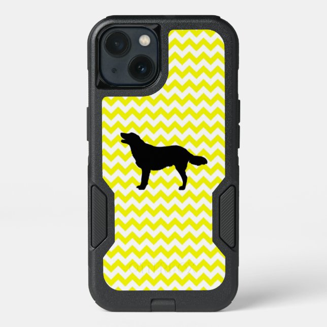 Lemon Yellow Chevron With Golden Silhouette Otterbox iPhone Case (Back)