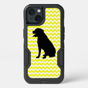 Lemon Yellow Chevron With Lab Silhouette iPhone 13 Case
