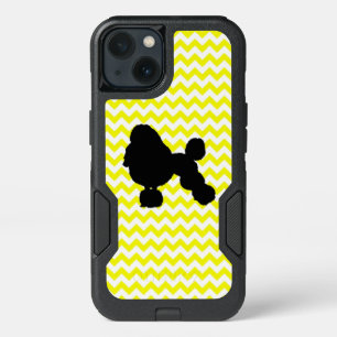 Lemon Yellow Chevron With Poodle iPhone 13 Case