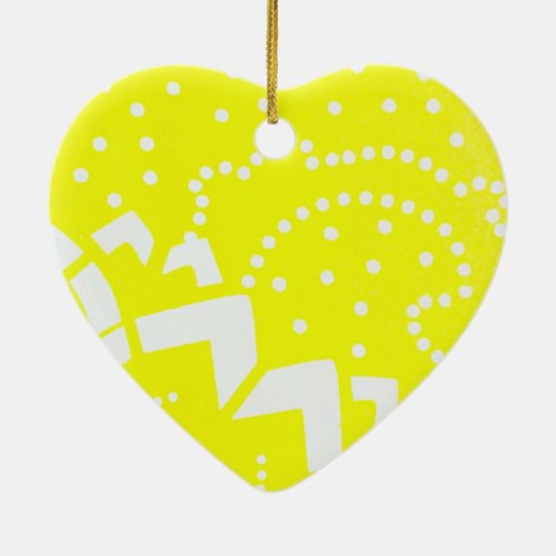 Lemon yellow cirtus graphic dot geometric pattern ceramic ornament