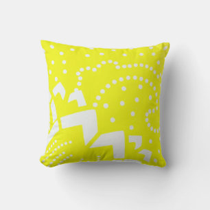 Lemon yellow cirtus graphic dot geometric pattern throw pillow