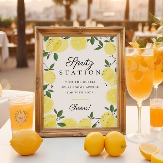 Lemon Yellow Citrus Aperol Spritz Station Sign (Creator Uploaded)