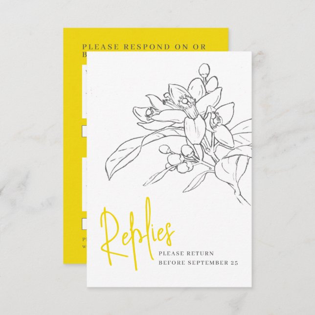 Lemon yellow citrus blossom wedding reply RSVP  (Front/Back)