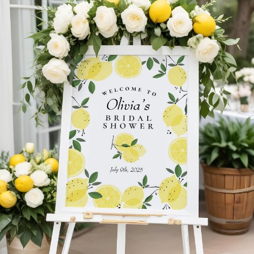 Lemon Yellow Citrus Bridal Shower Welcome Sign
