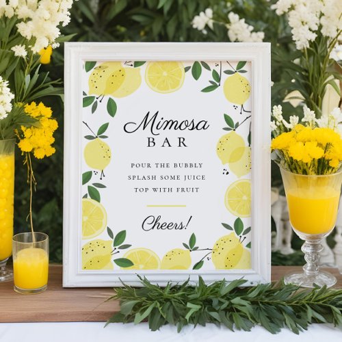 Lemon Yellow Citrus Mimosa Bar Sign