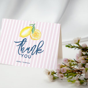 Lemon Yellow Citrus Retro Modern Bridal Shower Letterpress Thank You Card