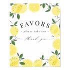 Lemon Yellow Citrus Shower Favors Sign