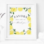 Lemon Yellow Citrus Shower Favors Sign<br><div class="desc">Lemon Yellow Citrus Shower Favors Sign - perfect for a citrus themed summer shower or a "main squeeze" bridal shower.</div>