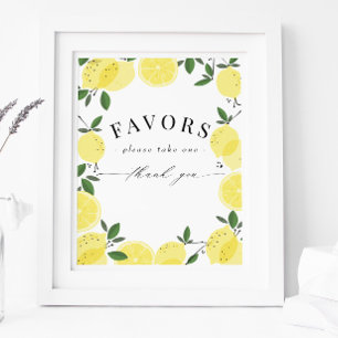 Lemon Yellow Citrus Shower Favors Sign