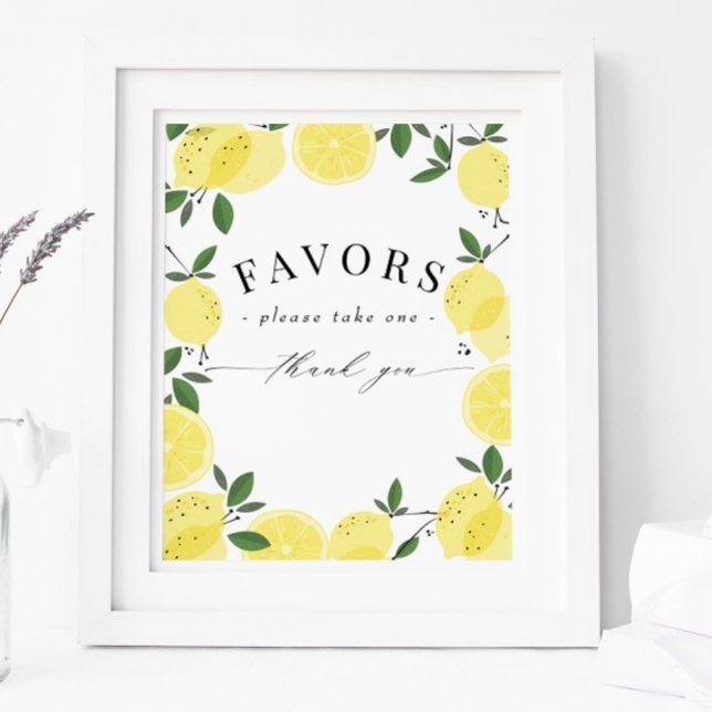 Lemon Yellow Citrus Shower Favors Sign (Creator Uploaded)
