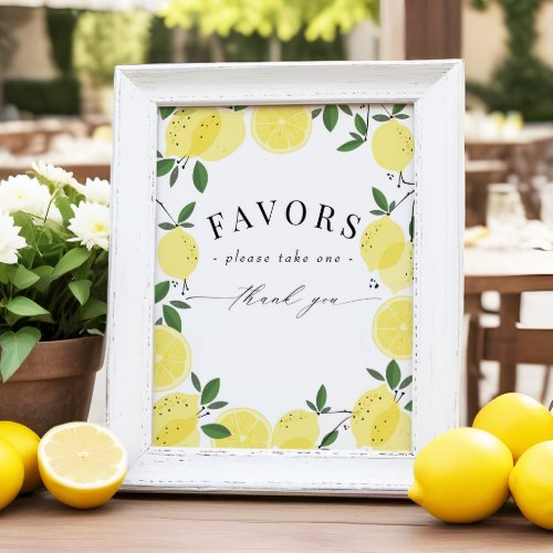 Lemon Yellow Citrus Shower Favors Sign