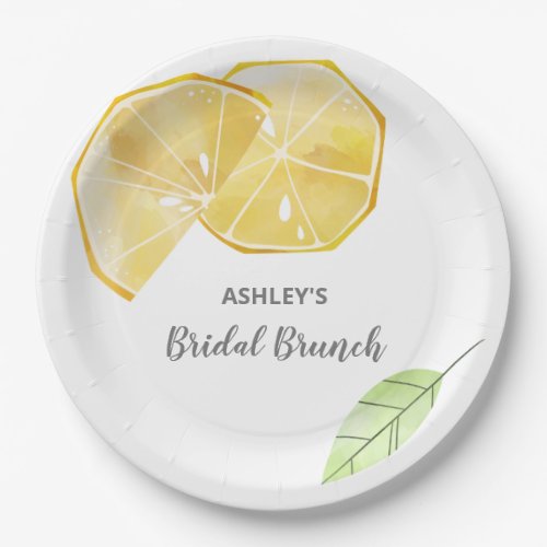 Lemon Yellow Citrus Slices Boho Bridal Brunch Paper Plates