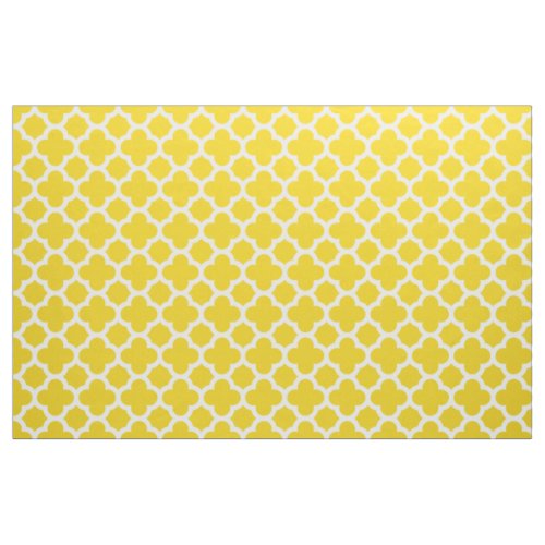 Lemon Yellow Classic Quatrefoil Pattern Fabric